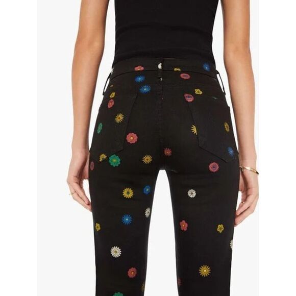 Mother The Insider Flood Bootcut Jeans In Fresh As A Daisy (Black) NEW Size 27 - Picture 4 of 8